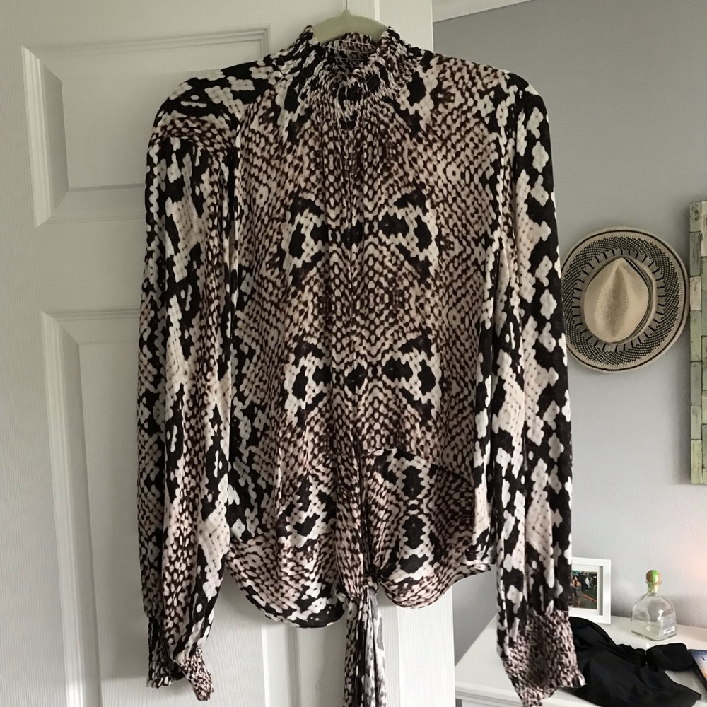 Snakeskin turtleneck crop top